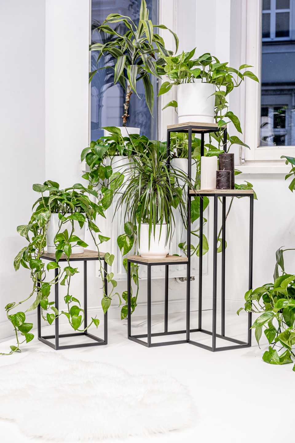 Blumenständer mit Eiche Craft Ablage 40 - Inneneinrichtung