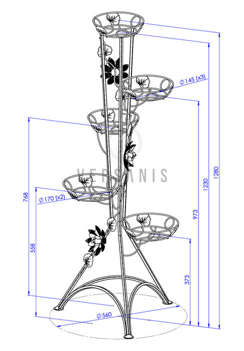 Blumenständer aus Metall Blumentopfhalter Blumensäule Blumentreppe Versanis 130A