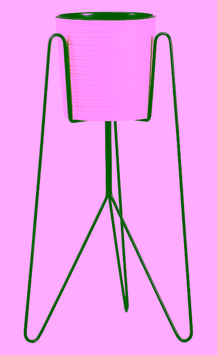 Einzelnes Blumenbeet aus Metall. Pflanzenständer