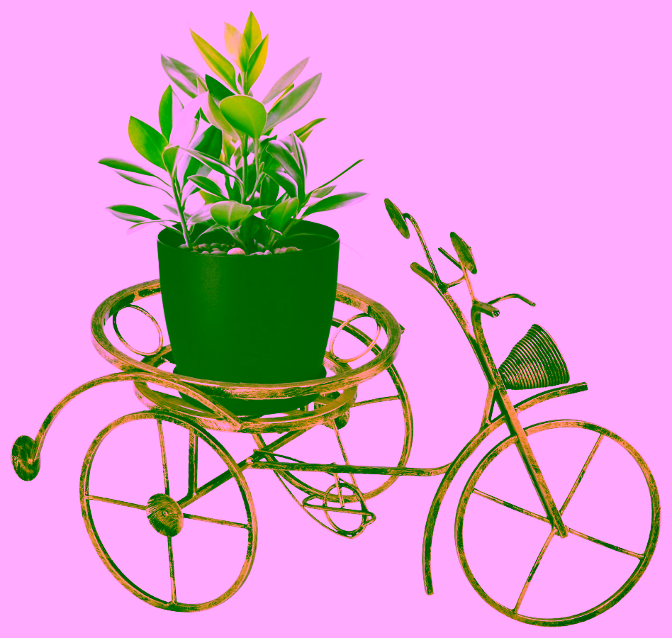 Kleines Blumenfahrrad aus Metall