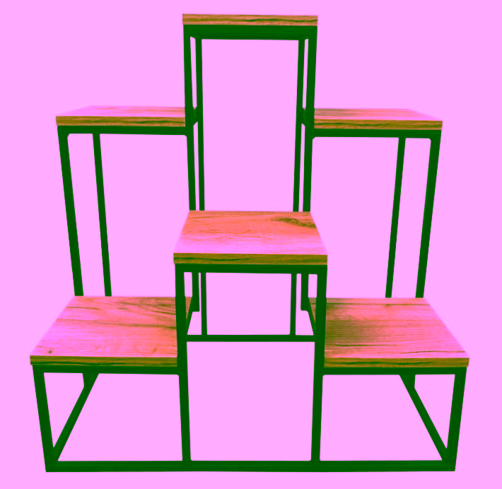 Modernes Blumenbeet aus Metall. Ständer für 6 Pflanzen.