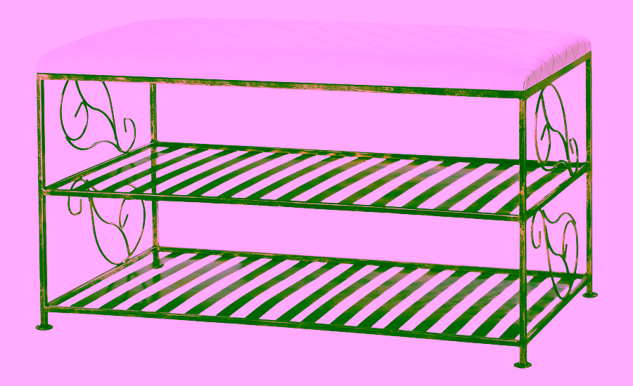 Schuhbank mit zwei Ablagen und Sitzfläche