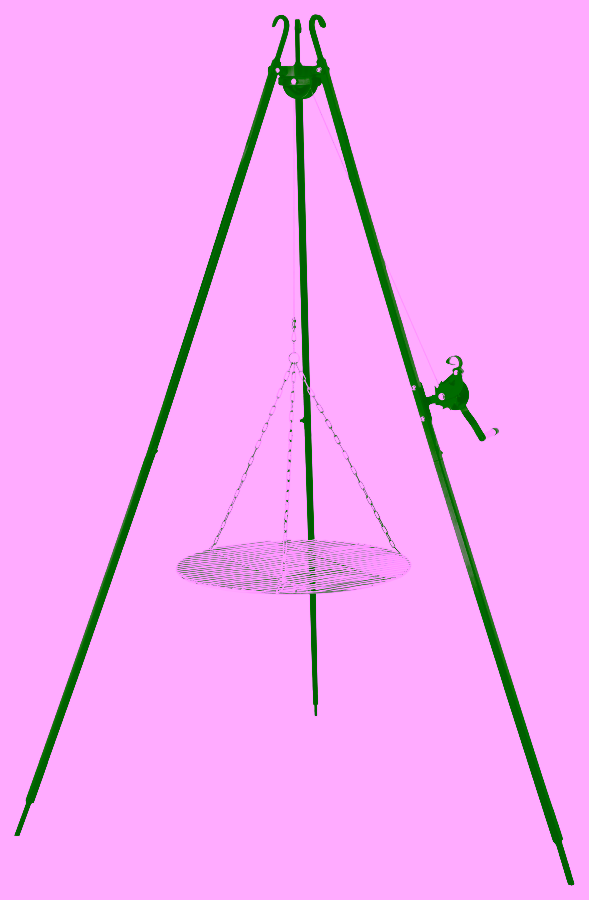 Dreibeiniger Gartengrill mit Haspel und Rost